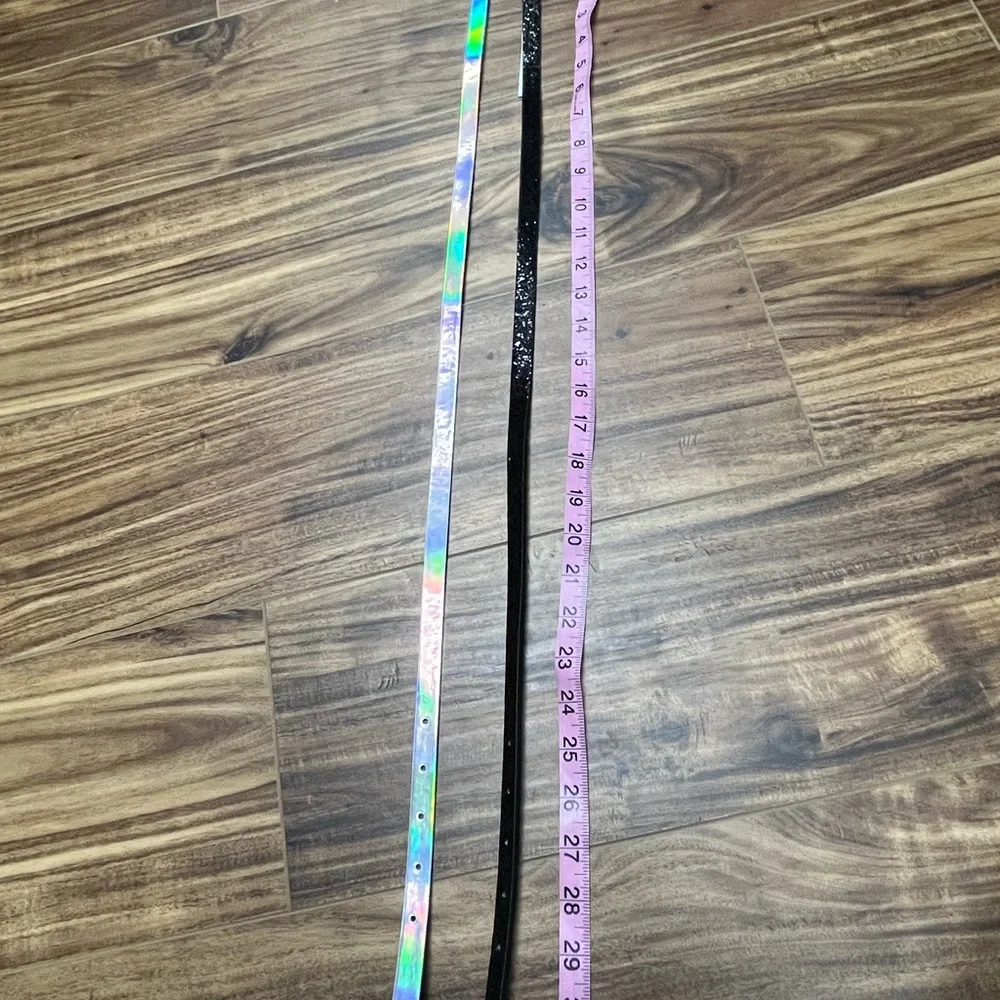 Lot of 2 Justice girl’s black & silver sparkle belt NWT, size Small